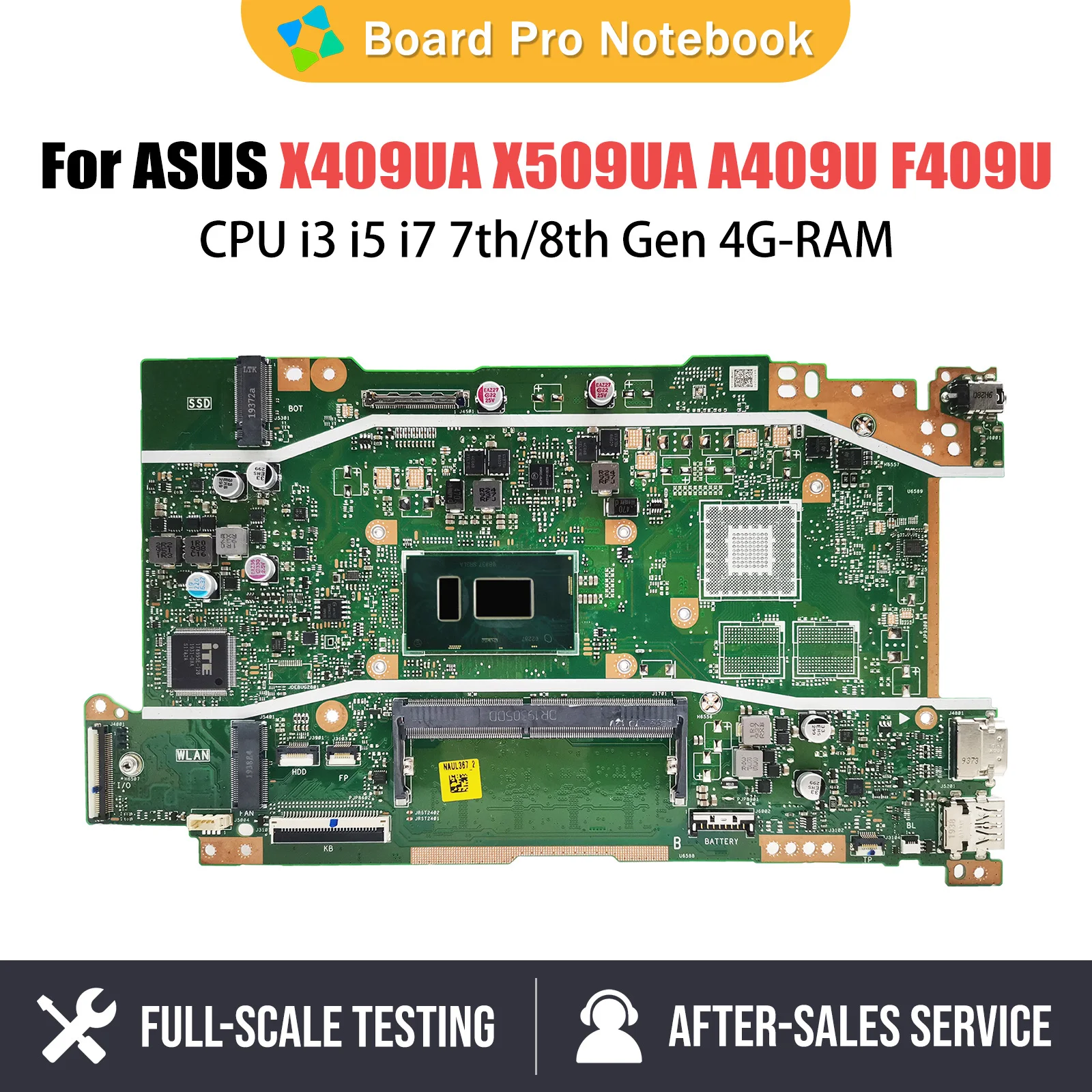 

X409UA Laptop Motherboard For ASUS X509UA A409U F409U X409UB X509UB Notebook Mainboard CPU i3 4G RAM