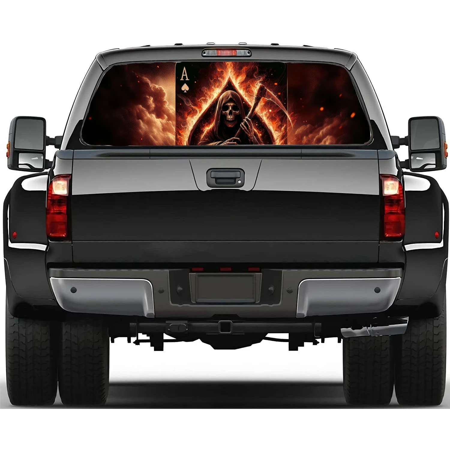 Ace Card with Grim Reaper Car Rear Window Decal Fit Pickup,Truck,Car Universal See Through Perforated Back Window Vinyl Sticker