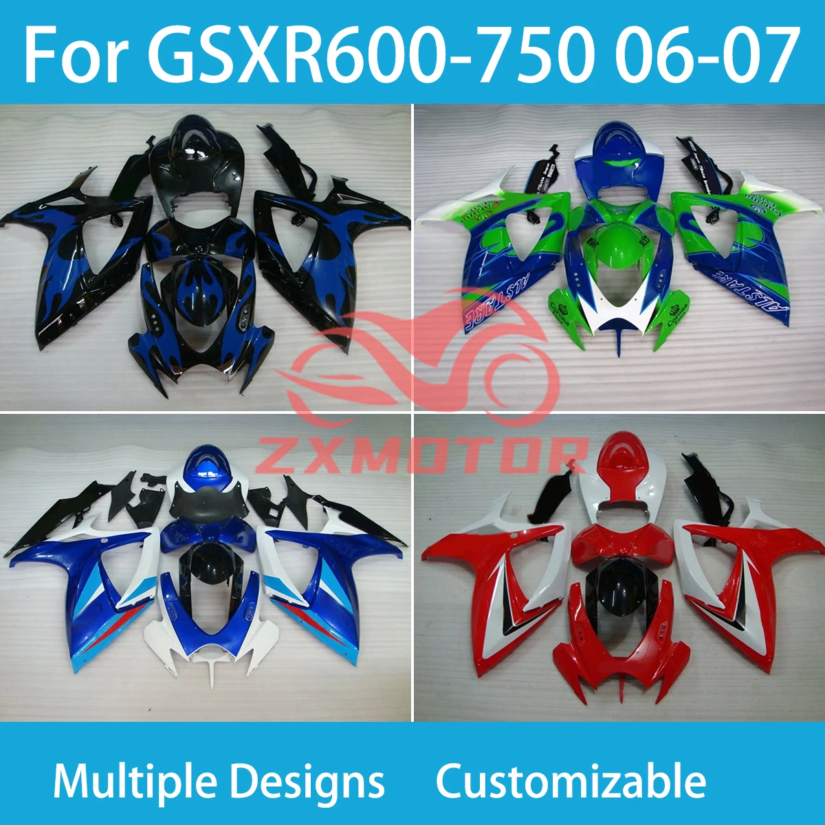 Motorcycle Fairing Kit for SUZUKI K6 GSXR600 GSXR750 06 07 Complete Body Plastics Set Covers Fairings GSXR 600 750 2006 2007