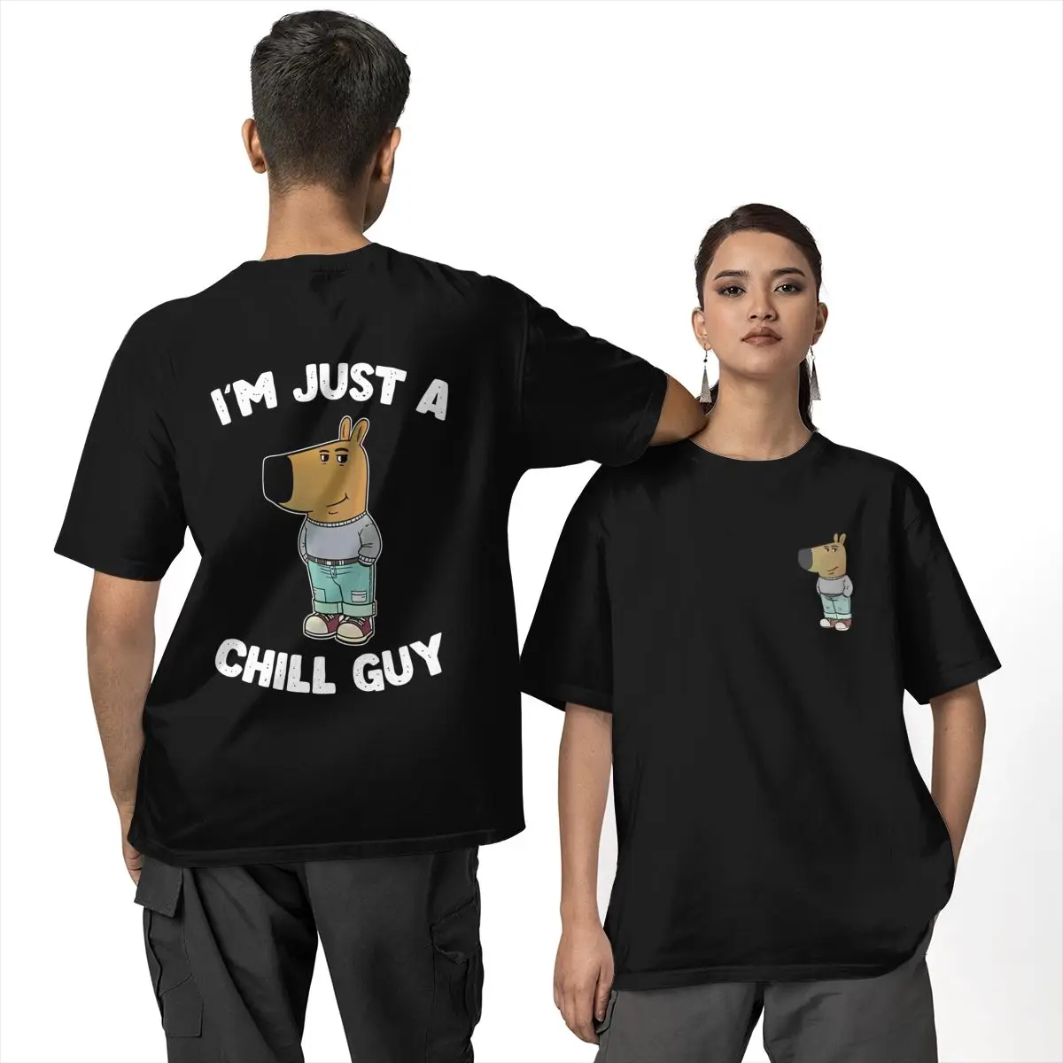 Men's I'm Just A Chill Guy T Shirts Meme 100% Cotton Clothes Summer Y2K Basic T-Shirt O Neck Harajuku Pattern Big Size