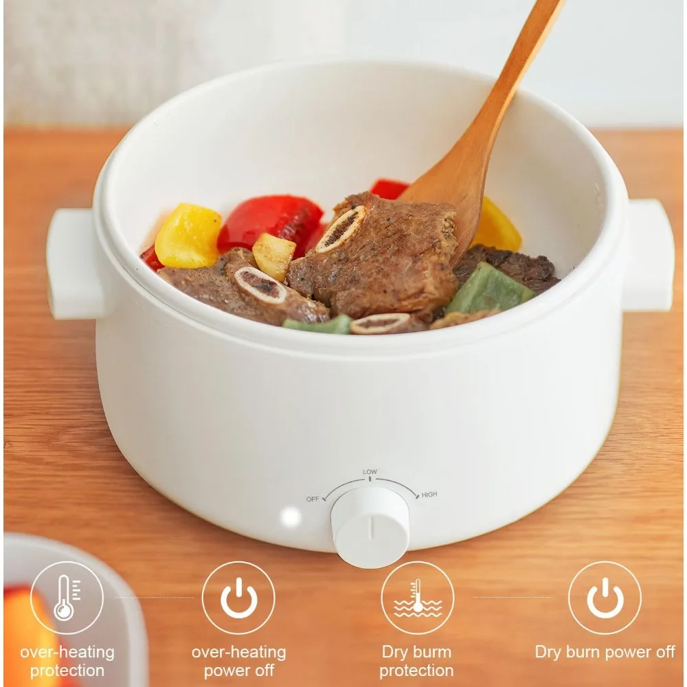 2024 New Hot Pot Electric, 3L Portable Electric Pot with Ceramic Non-stick Coating, Dual Power Multi-functional Romen Cooker