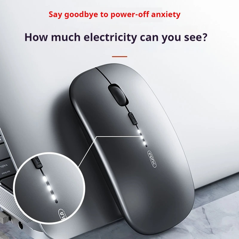 Inphic P-M1 Wireless Mouse Office Mute Mouse Rechargeable Bluetooth Three-Mode Power Display Suitable For Apple Mac Laptop Pc