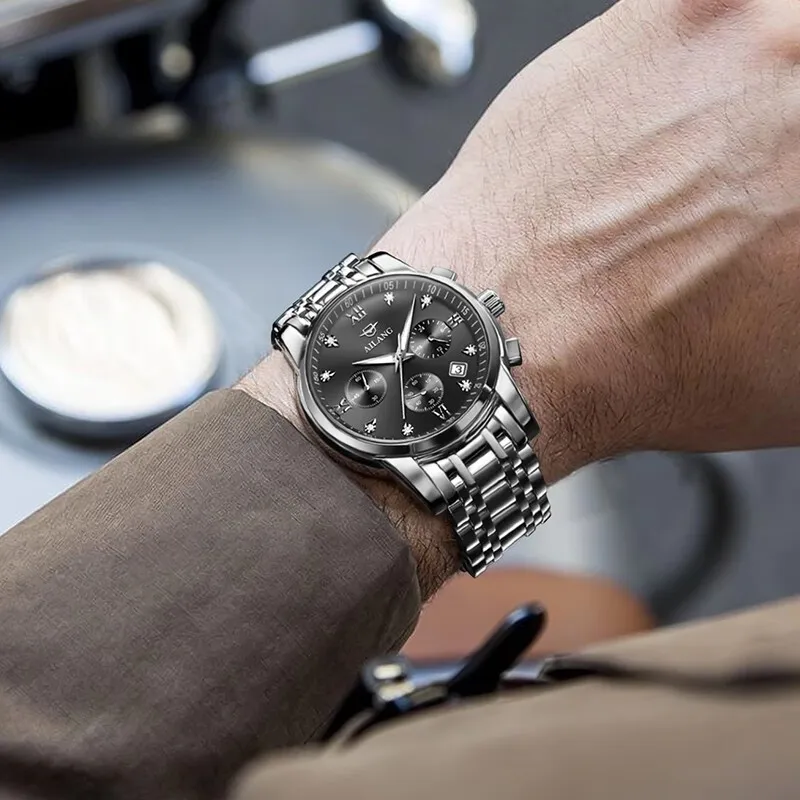 Ailang Men's Watch Luxury Brand Quartz Watch Multi-Function Waterproof Chronograph Top Original Sports Men's Watch
