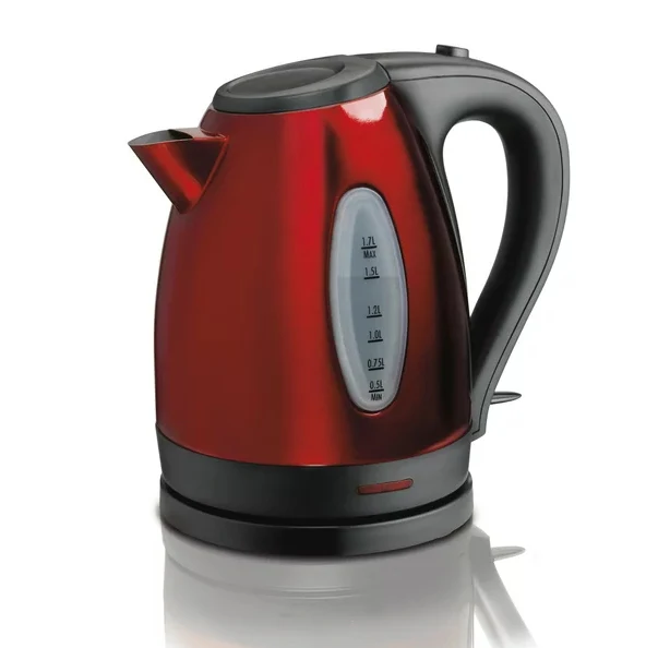 Hamilton Beach Electric Kettle, Fast Heating, Cord-Free Serving, 1.7 Liter, Stainless Steel, Red, 40885