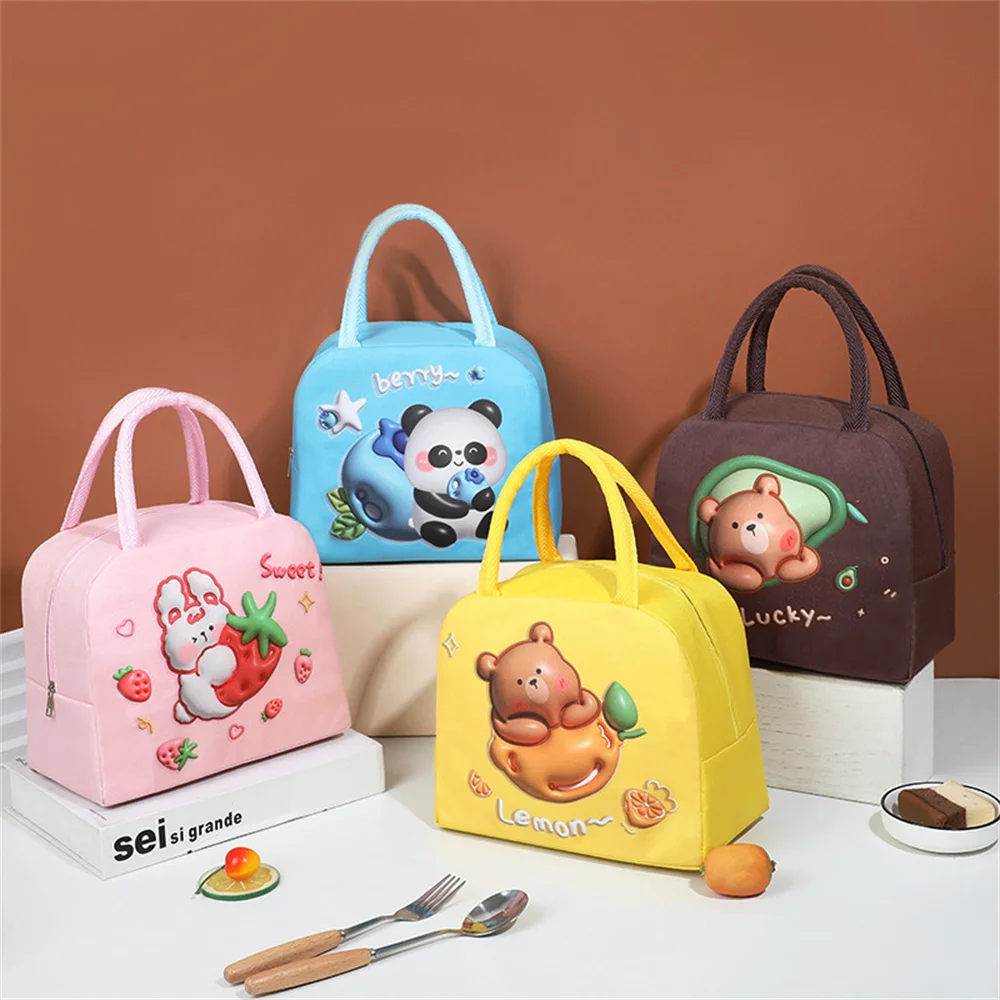 

Multi-color Cartoon Insulation Lunch Bag 3D Three-dimensional Pattern Lunch Box Bags Large Capacity Thermal Bento Bag