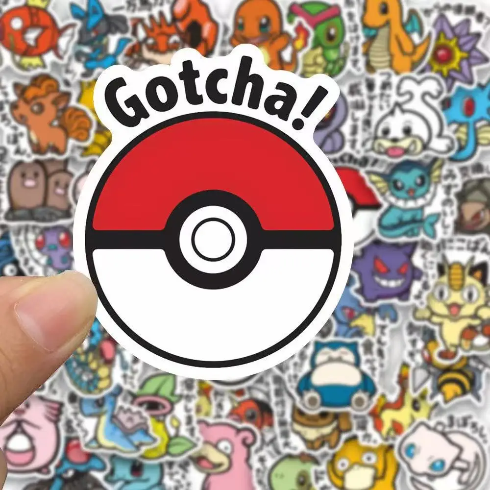 Picture 6: 56PCS Cute Anime Pokemon Stickers Cartoon Pikachu Sealing Decoration DIY Laptop Decals Graffiti Sticker Reward Gift Kid Toy