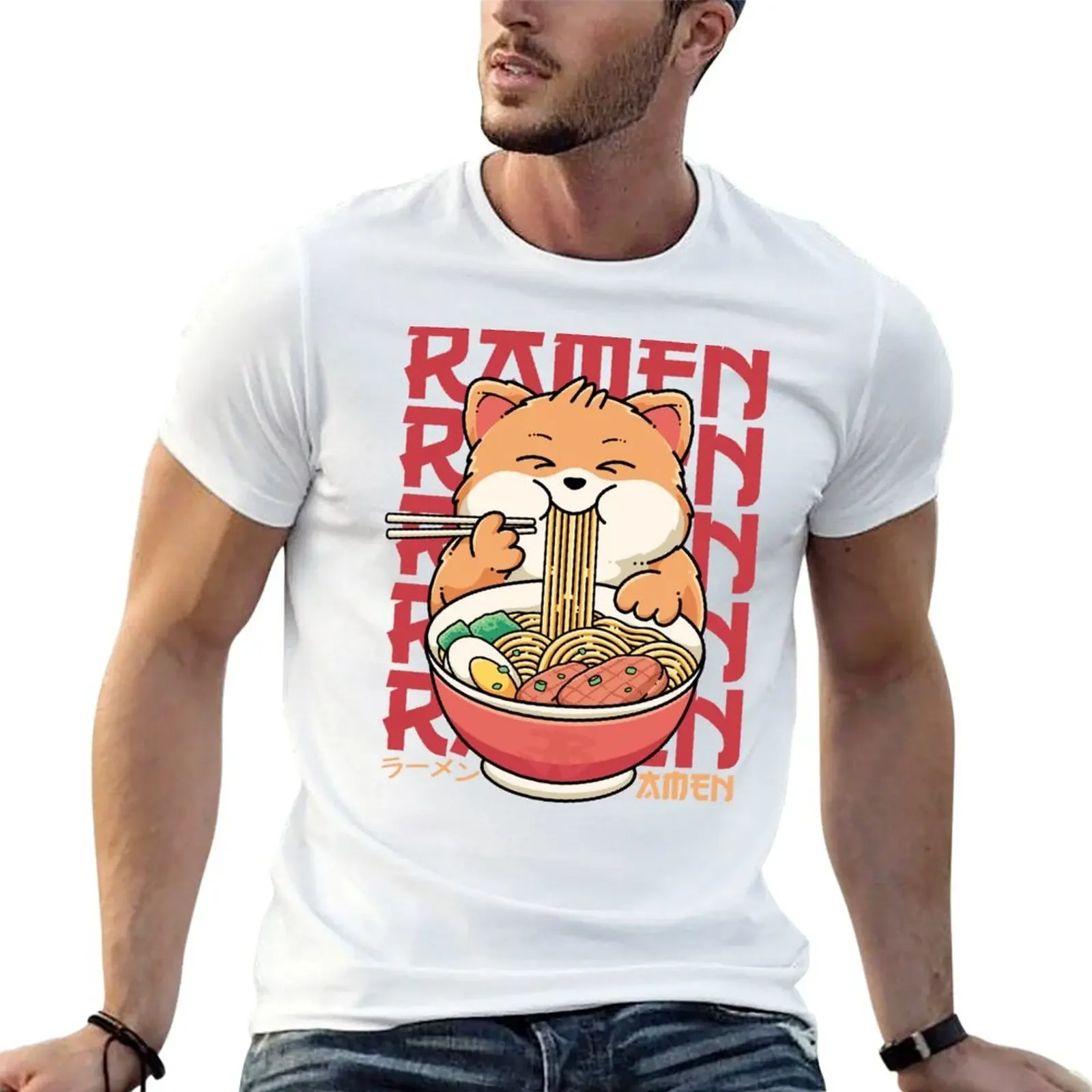 

Funny Cat Eating Ramen ~ Kawaii Ramen Cat ~ Japanese Food Noodles Soup Cat Lover T-Shirt