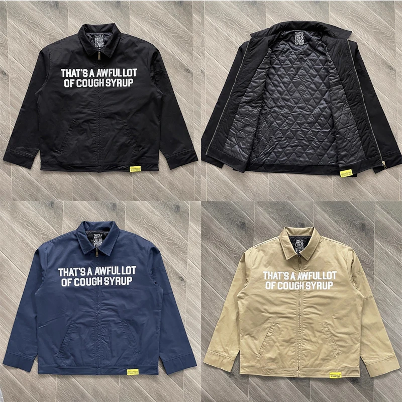 

Black Blue Khaki That's A Awful Lot of Cough Syrup Zipper Jacket Men Women High Quality Casual Chic Jacket Waterproof Coat Tops