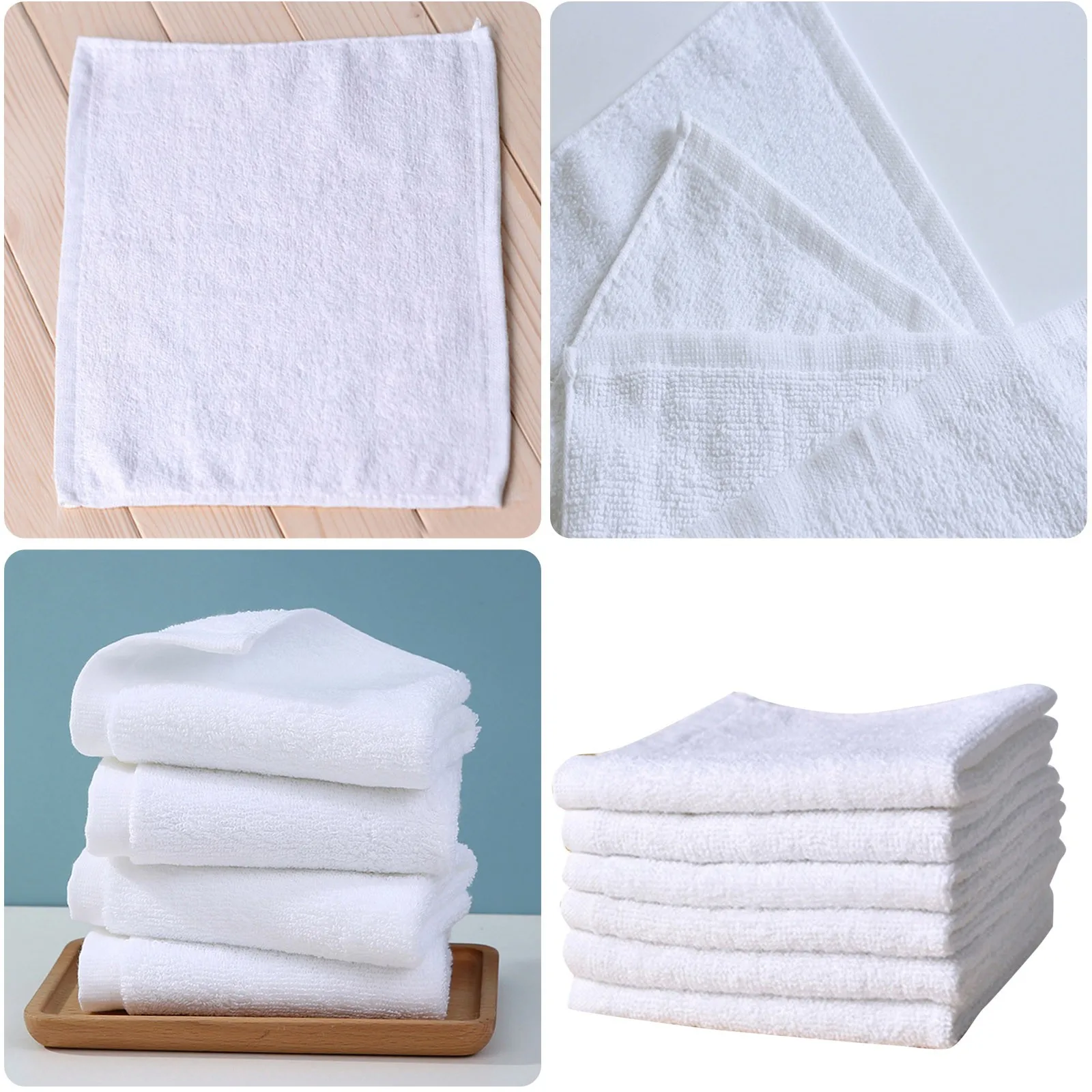 6pcs Small Square Towel Pure Cotton Kindergarten White Square Towel Foot Therapy Hotel Hotel Napkin Small Towel Towels Bathroom