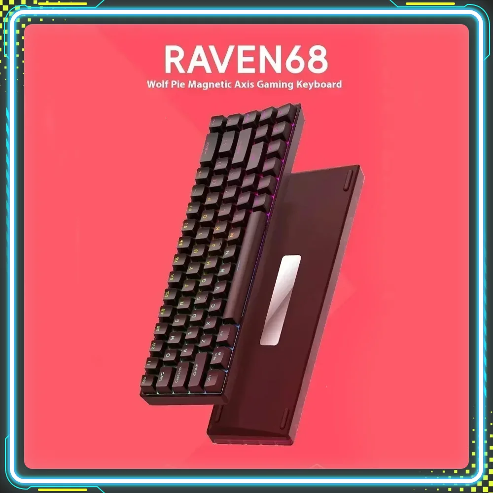 

Teamwolf Raven68 Магнитный переключатель Механические клавиатуры RGB 68 клавиш с возможностью горячей замены Быстрый триггер Пользовательская проводная игровая клавиатура ПК Киберспорт