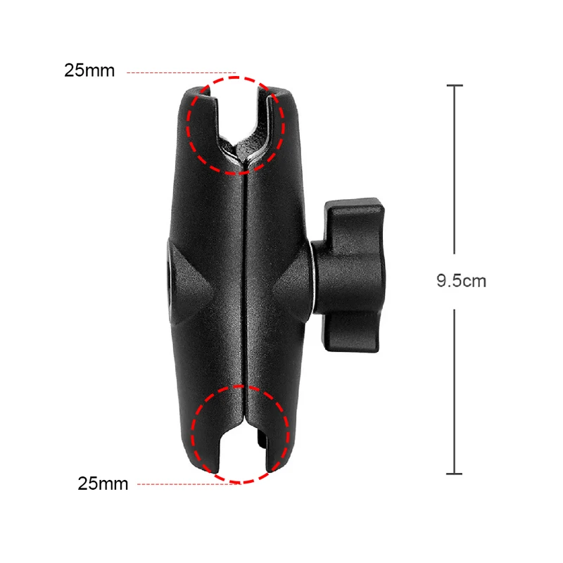 Universelle 1-Zoll-Kugelgelenkhalterung mit Doppelsockel-Klemmbasis für GoPro DJI Insta360 Action-Kamera-Halterung
