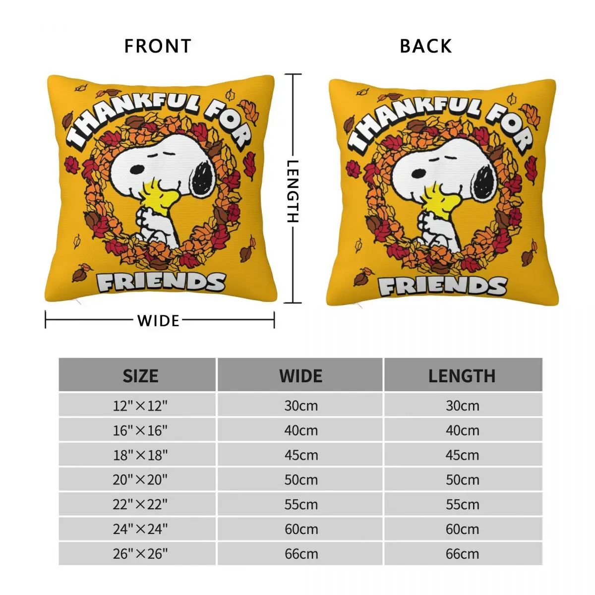 سنوبي وودستوك عيد الشكر المخدة لينة غطاء وسادة بوليستر الديكور رمي كيس وسادة غطاء المنزل انغلق