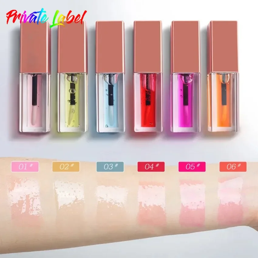 

Private Label 6colors Clear Tube Lip Oil Nourishing Moisturizing Long Lasting Easy To Apply Dudu Hydrating Lip Care Makeup Bulk