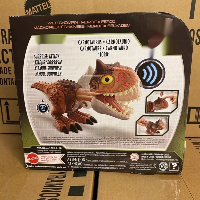 Jurassic World Chibi Carnotaurus Pvc Material Interactable Sound Effect Carnivorous Dinosaur Model Desktop Ornament Kid toy Gift