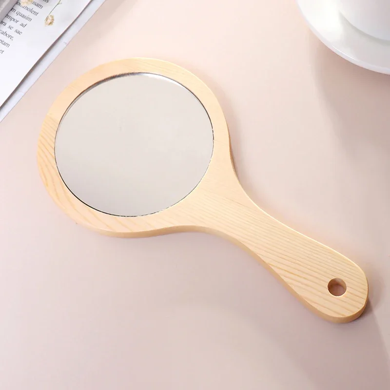 1 قطعة مرآة خشبية مستديرة محمولة مرآة يدوية عتيقة مرايا مكياج مع مقبض للنساء 3 خيار الحجم #3
