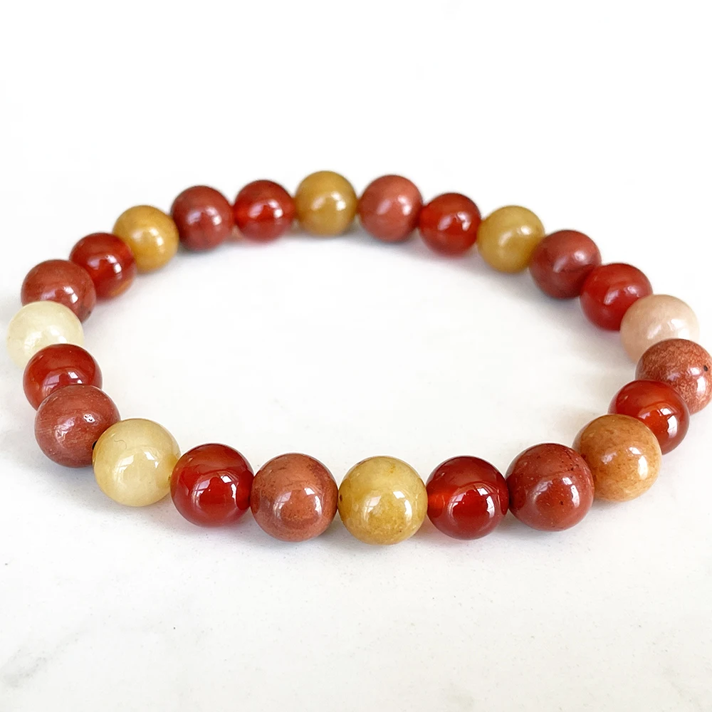 MG1710 Womens Leo Zodiac Bracelet 8 MM Myanmar Jade Red Jasper Carnelian Chakra Beads Wrist Mala Natural Gemstone Jewelry