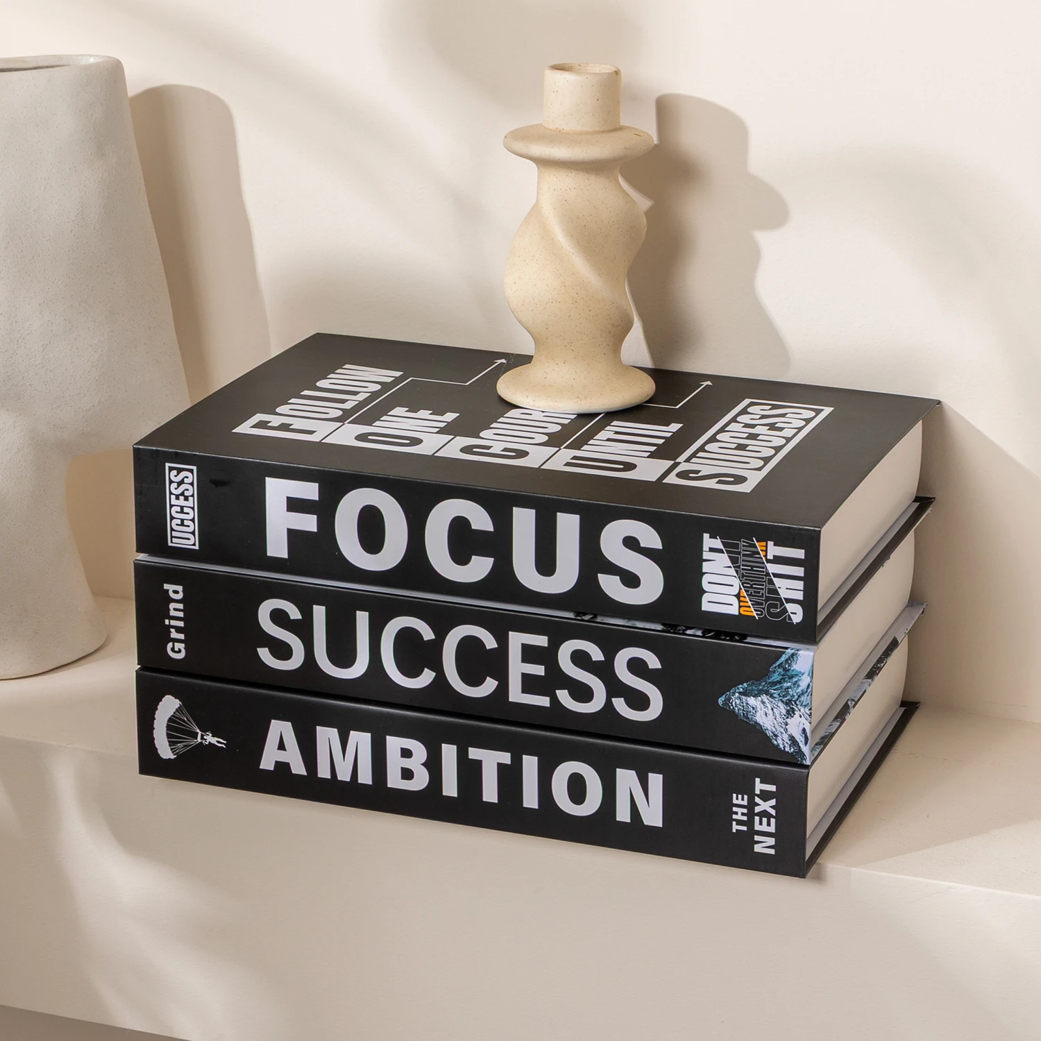 Motivational Slogans Series Luxury Fake Book Decoration Remote Control Storage Box Fashion Coffee Table Decoration Accessories