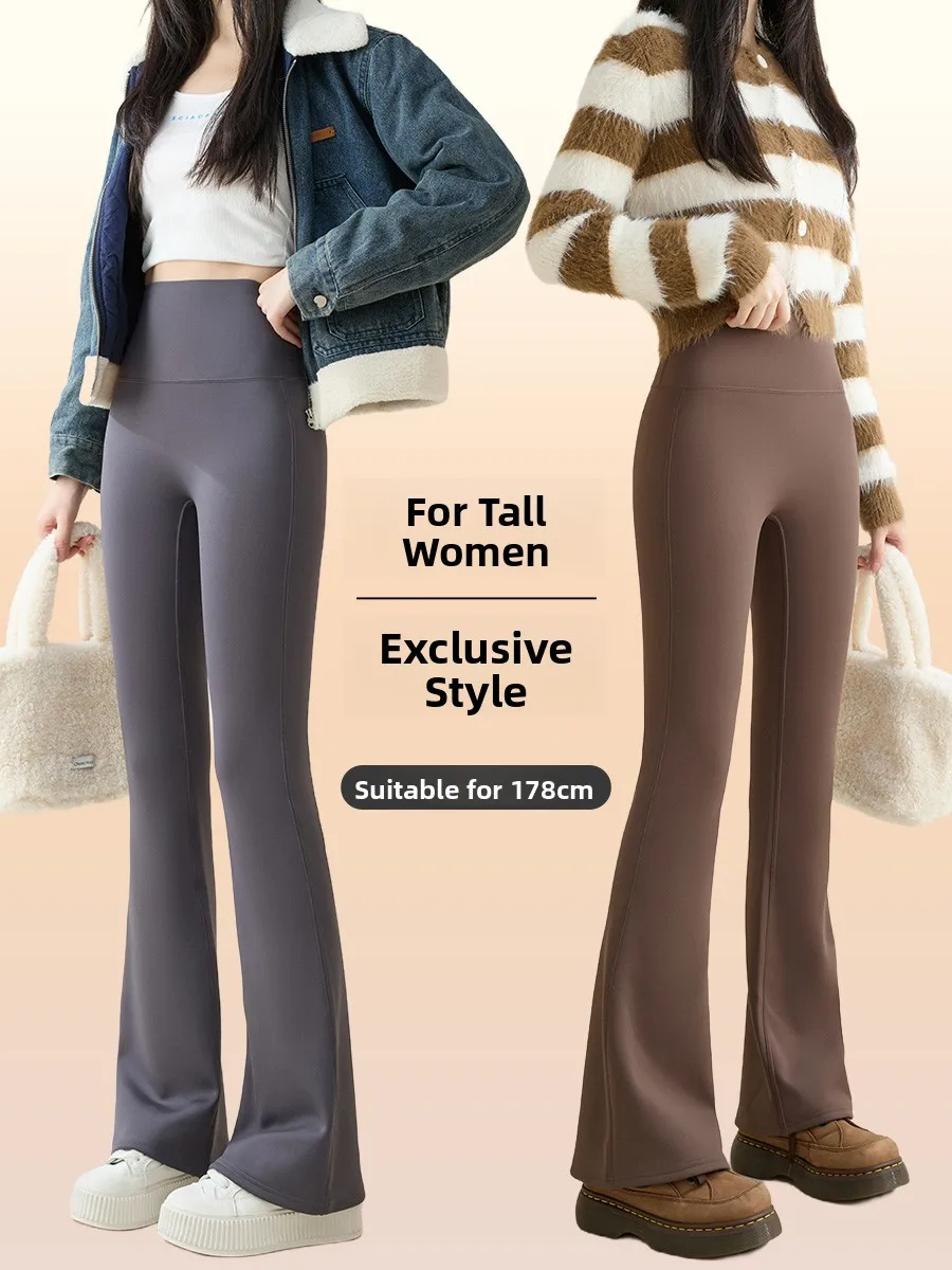 

High Waist Fce Lined Thin Yoga Pants Women's Autumn Winter New Sle Bell Bot Casual Long Pants Nylon Spandex Blend