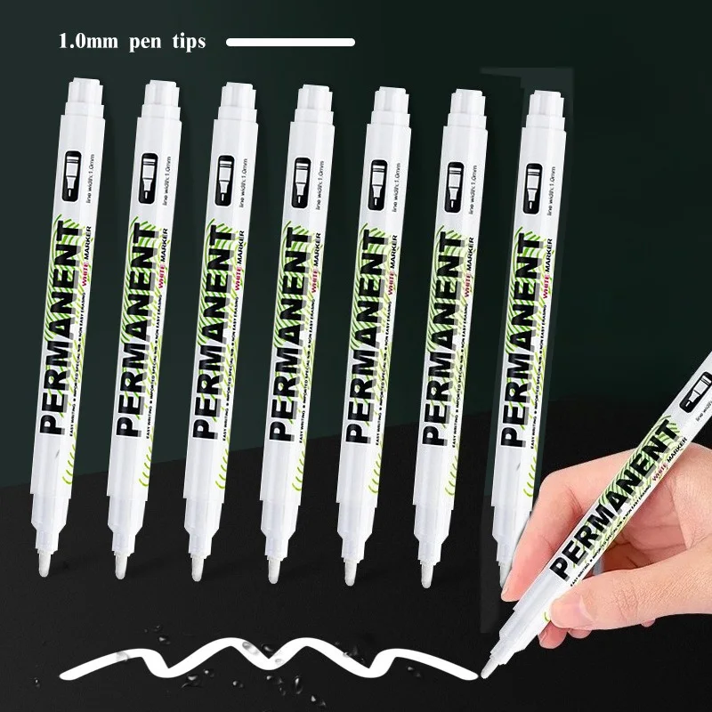 

1/3/6Pcs White Marker Pens Waterproof White Paint Pen for Rock Ceramic Glass Wood Tire Fabric Metal Graffiti Writing Stationery