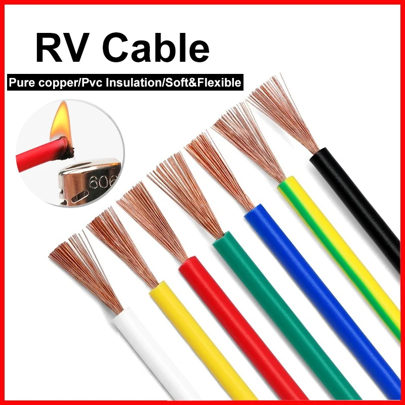 5/10M RV 순수 구리선 0.3/0.5/0.75/1/1.5mm² PVC 절연 단일 코어 다중 가닥 자동차 오디오용 유연한 ...