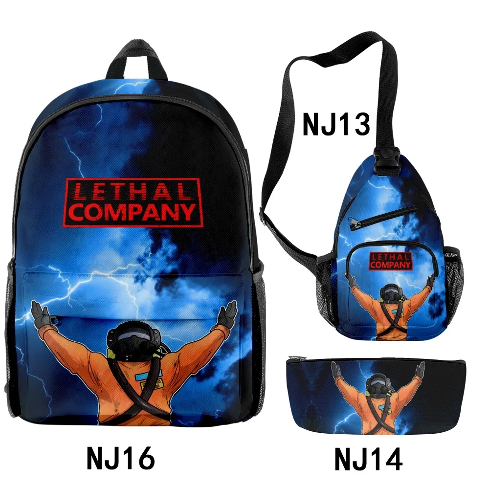 

Trendy Youthful Funny New Lethal Company 3pcs/Set Backpack 3D Printed Bookbag Laptop Daypack Backpacks Chest Bags Pencil Case