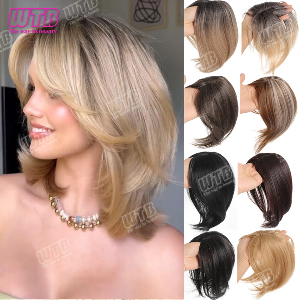 WTB Synthetic Bangs Clip-In Bangs Extension Natural Fake Fringe Topper Hairpiece Invisible Clourse Bangs Covers Hairpieces Hair