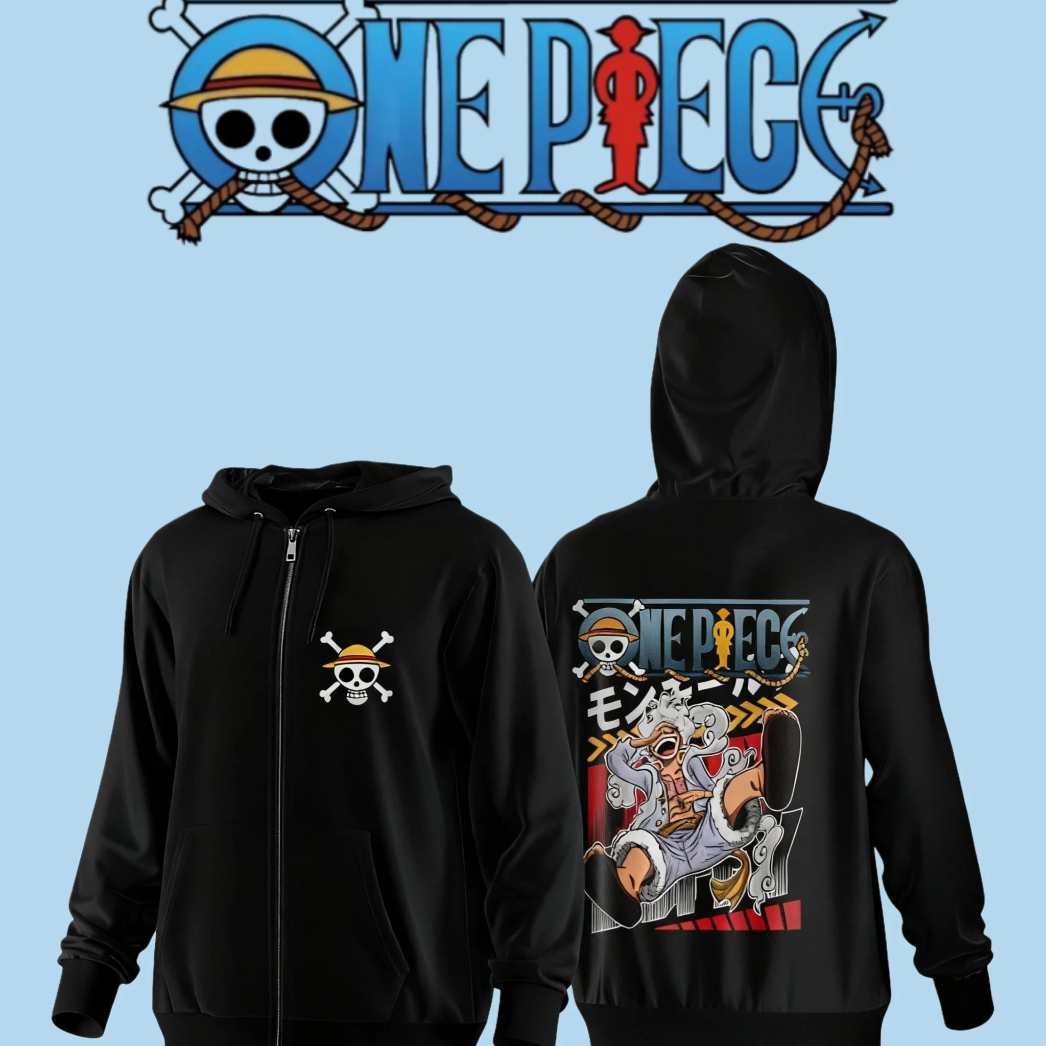

Anime Zipper Hooded Jacket One-piece 2025 Autumn Winter Men's Women's Oversized Casual Luffy Pattern Printed Pure Cotton Clothes