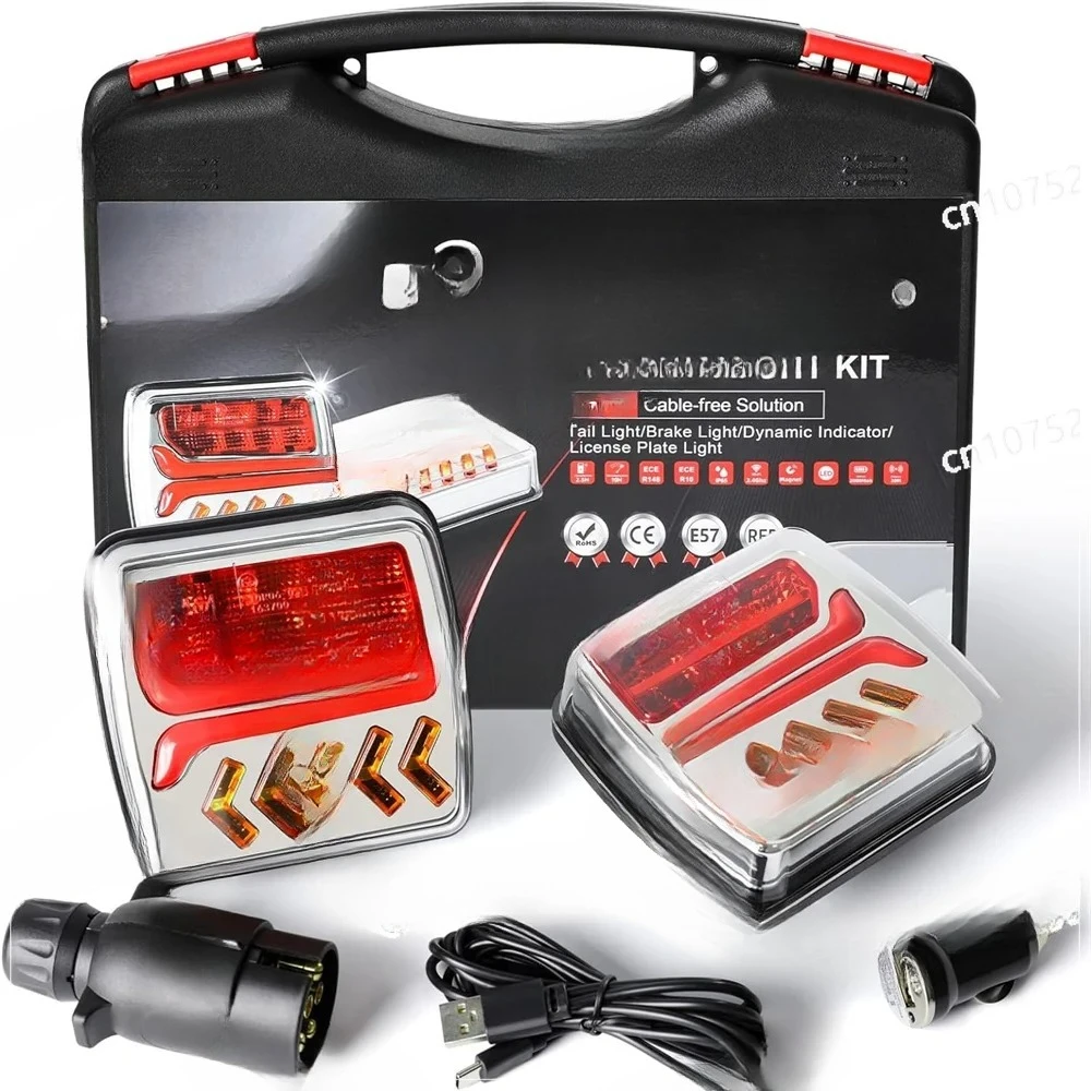 1 Set 12V 24V 30M Wireless Magnetic LED Tail light Trailer Rear Light Signal Warning Brake Light RV Camper Lorry Truck