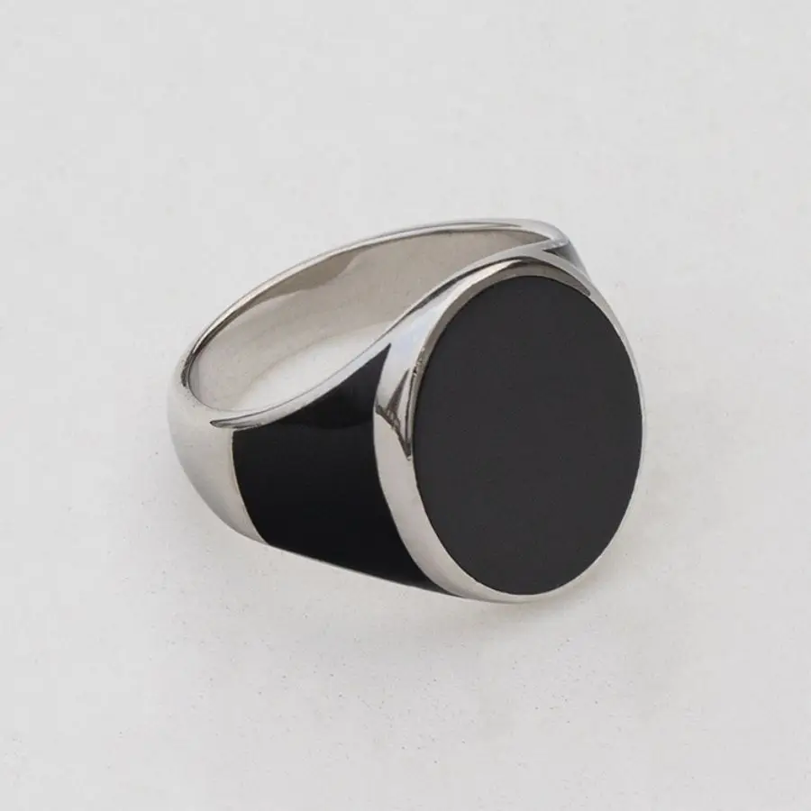 Wholesale Genuine 925 Sterling Solid Silver Men Ring Wedding Fashion Rings Black Enamel Handmade Ring
