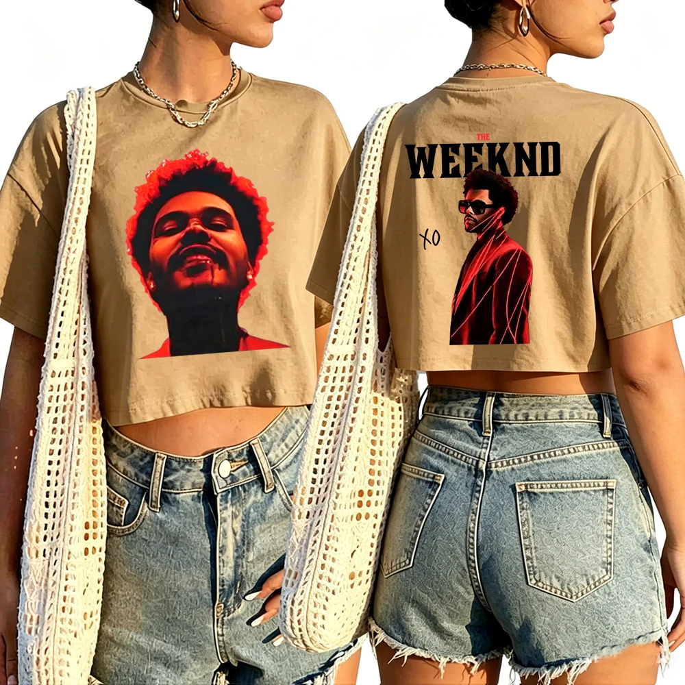 2026 The-Weeknd World Tour Shirt Women O-Neck Short Sleeves Crop Tops T-shirt image 3