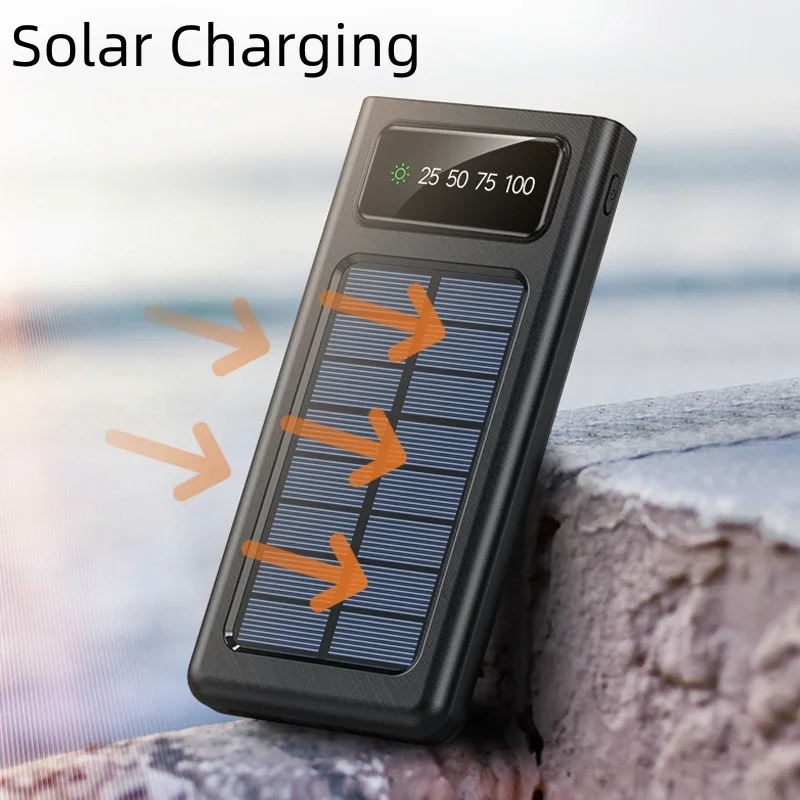 200000mAh Ultra-Large Capacity Power Bank Solar Charging Power Bank With Four Wires Suitable For Samsung Apple Xiaomi Huawei New