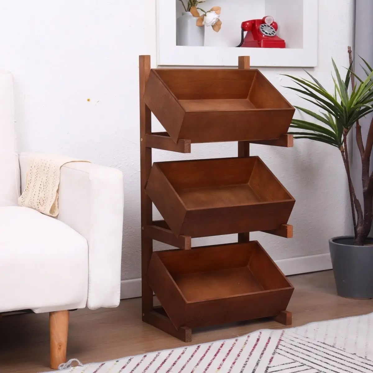 

Трехслойная стойка из цельного дерева от пола до потолка, многослойная кухня, всякая всячина, домашнее хранение овощей