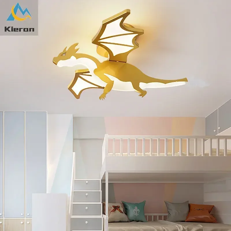 Modern Golden Dragon LED Ceiling Lamp Bedroom Study Restaurant Bedside Ceiling Light Living Room Decoration Dragon Ceiling Lamps