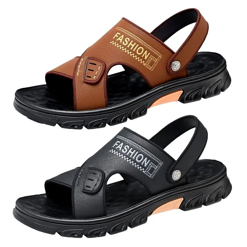 Men Sandals Casual Slides Adjustable Casual PU Slides Beach Slipper Anti-slip Breathable Footwear For Everyday Comfort Outdoor