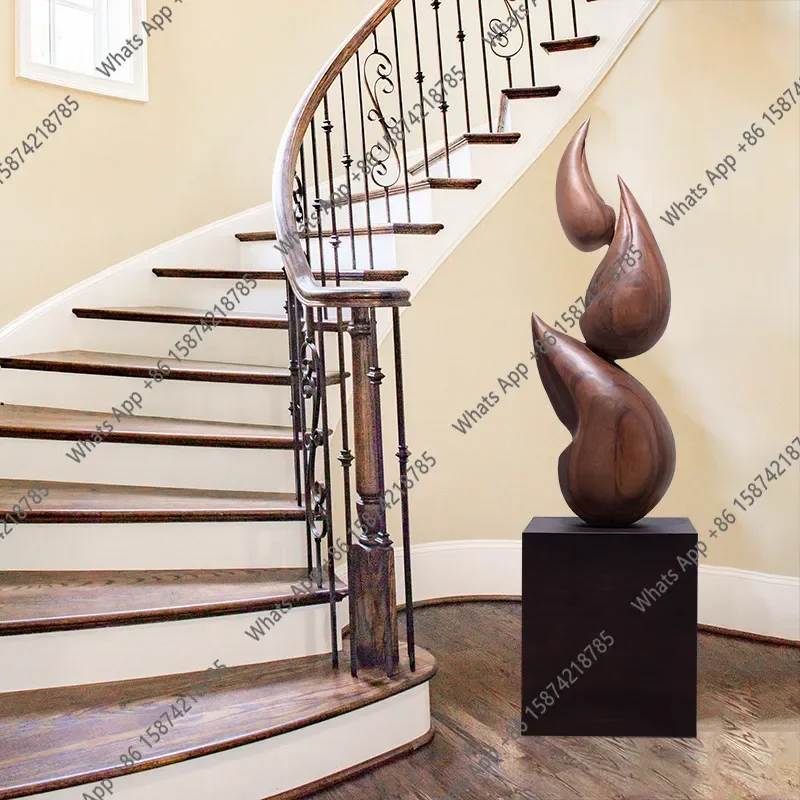 M40 Lobby Decoration Ornament Floor-to-ceiling Large Abstract Sculpture Art Sales Office Hall Wood Carving Handicrafts