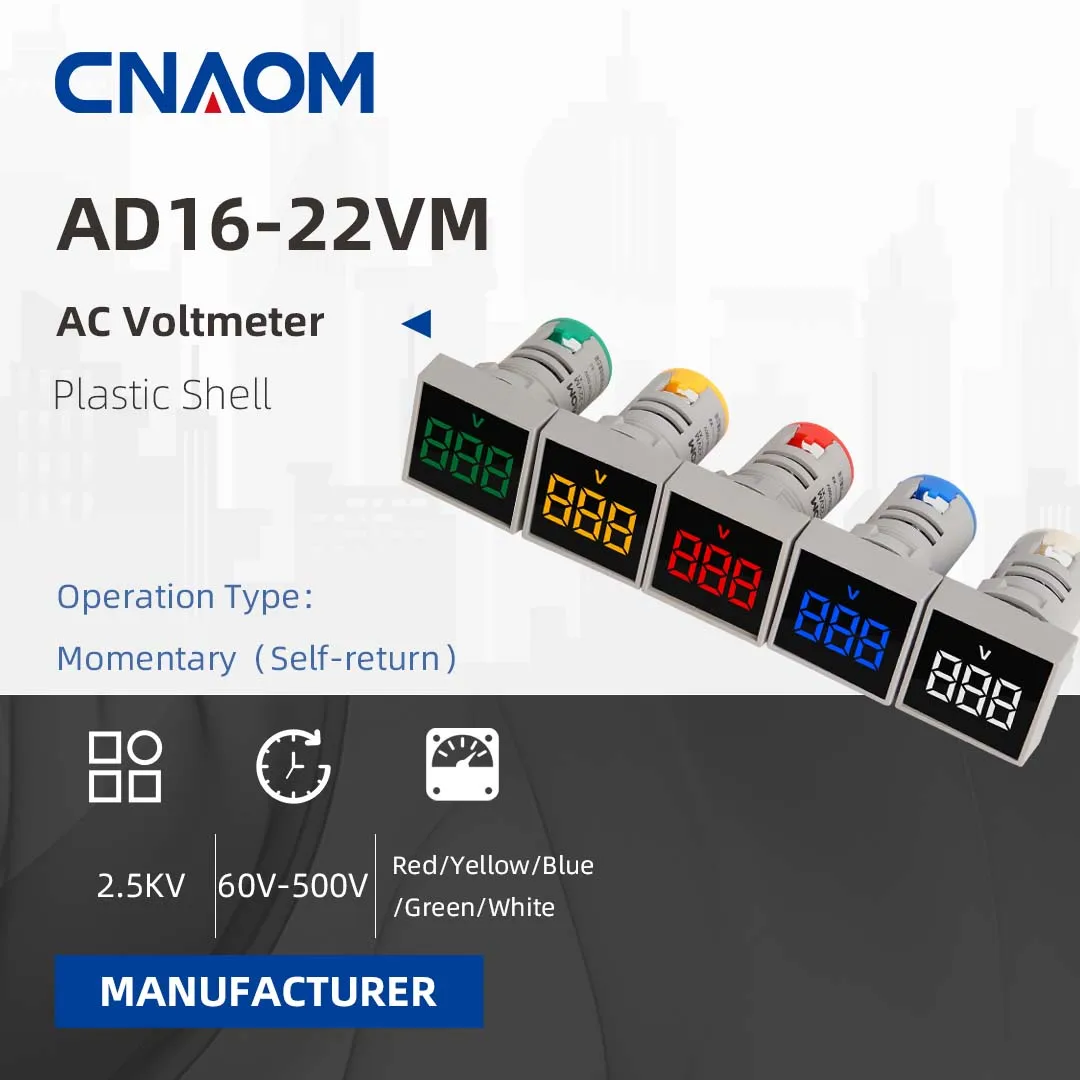 

CNAOM 22mm LED AC Digital Display Voltmeter Square Panel Volt Voltage Meter Gauge Indicator Signal Lamp Boat Warning Lights