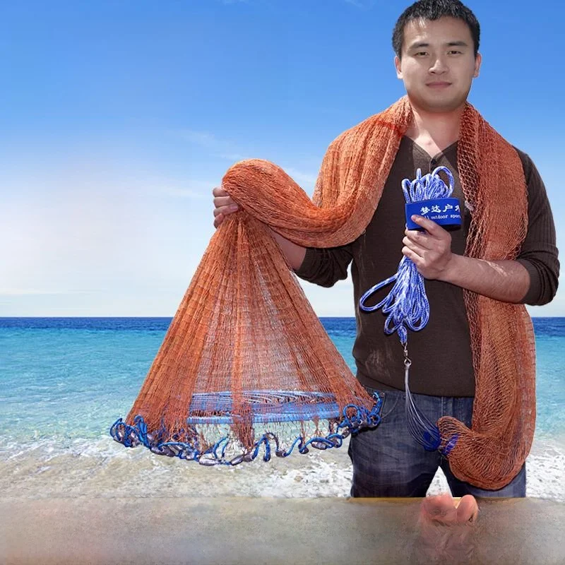 投げやすいディスク型漁網-手投げ網-丸型ディスク型漁具-アウトドアキャンプ旅行活動用