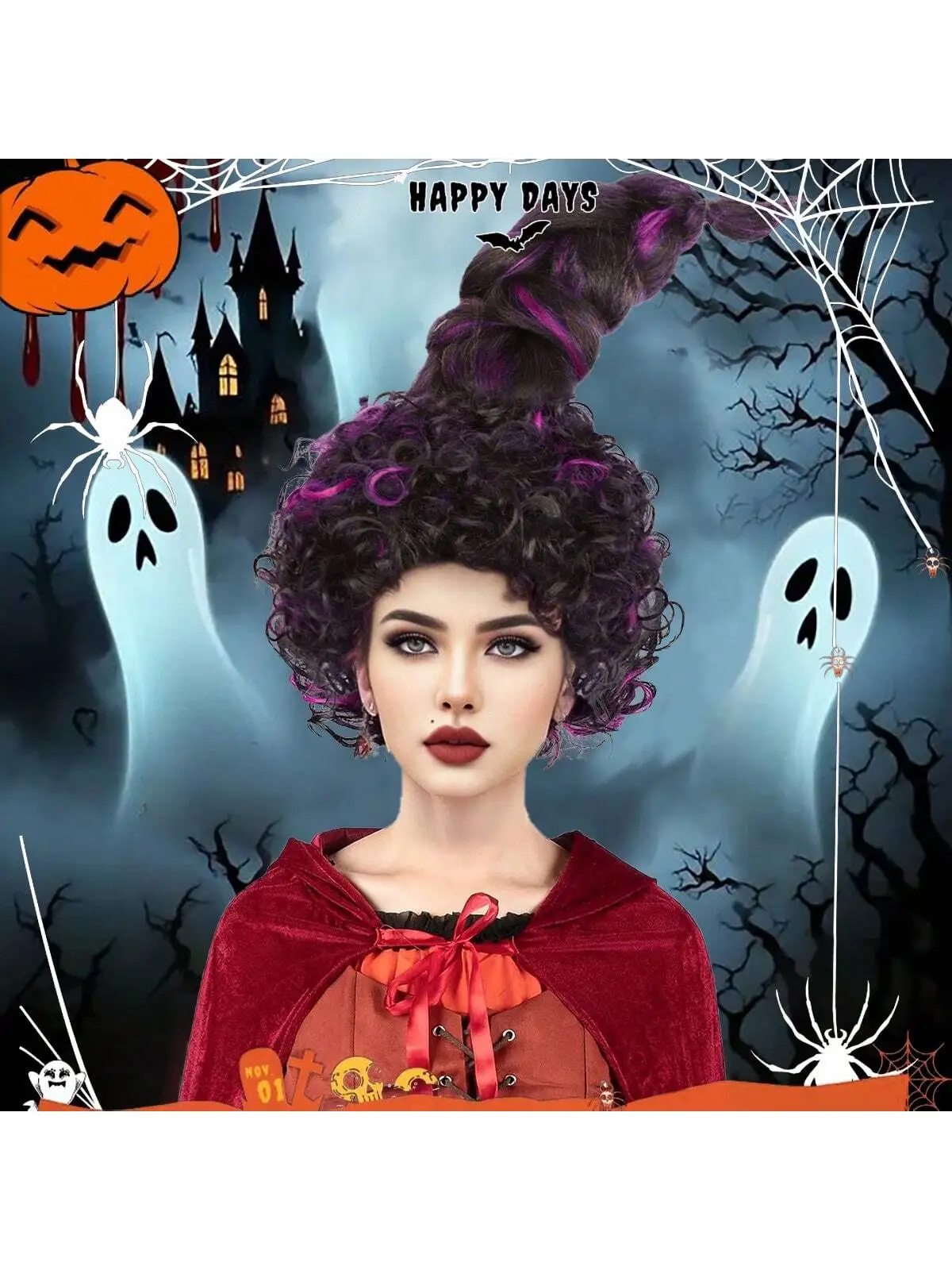 

Synthetic Wig Women's Braid Wig for Halloween Witch Cosplay Wig Curly Medium Length Hight Ponytail Braided Wig