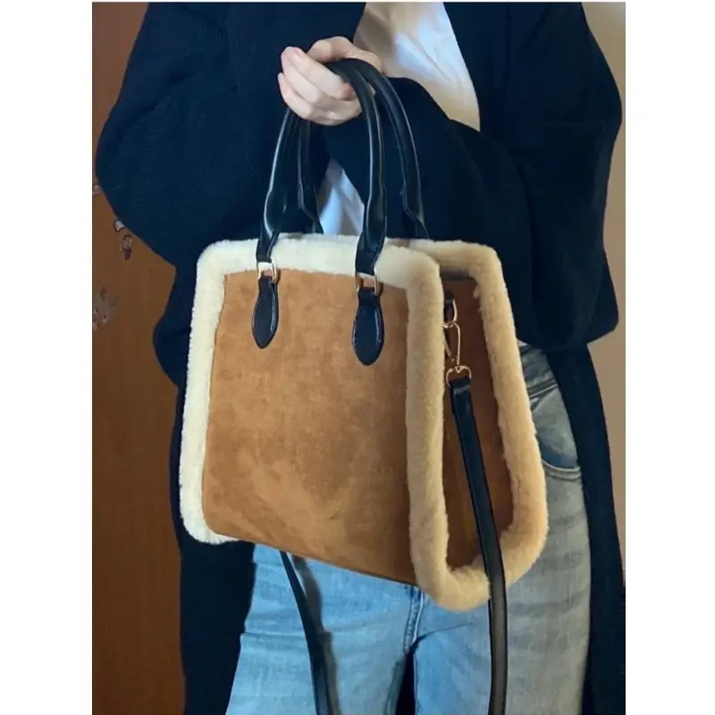 Fashion Women Shoulder Bags Winter Soft Plush Messenger Bags High-capacity Fluffy Tote Bags Female Crossbody Bag Phone Purses