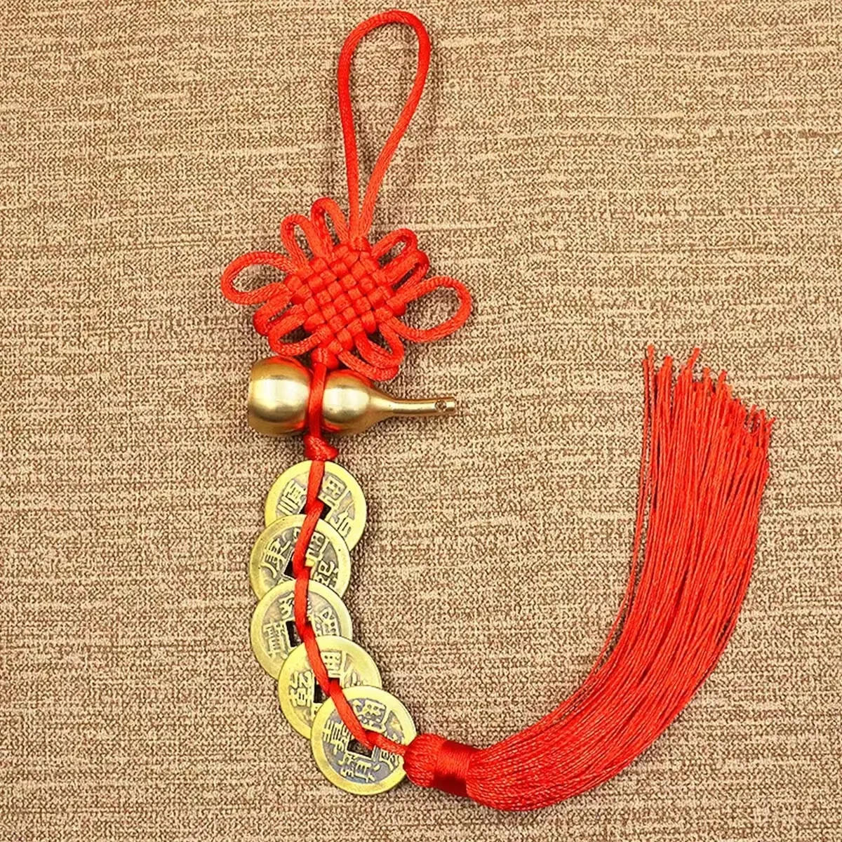 Colgante de Año Nuevo Chino de cobre con cinco emperadores, colgante de calabaza de cobre para puerta a puerta, calabaza de dinero de cobre, adornos para coche, regalos, 1 ud.