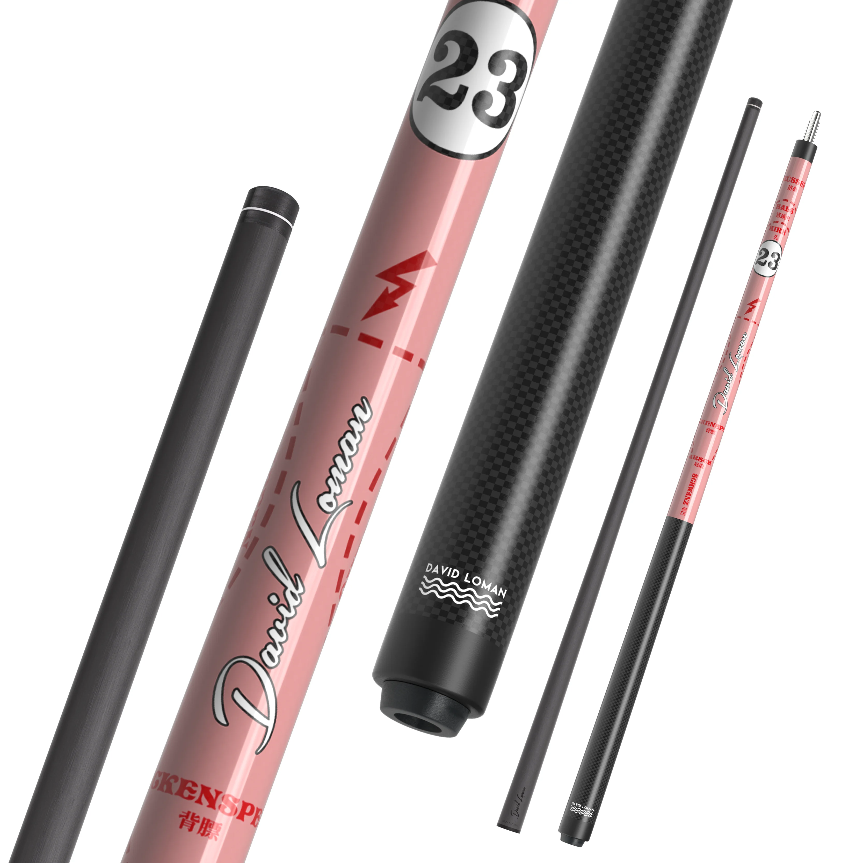 David Loman Pink Pig Professional Billiard Cue Stick Carbon Fiber Adjustable Weight 19oz Pool Playing Cues for Sports & Outdoors