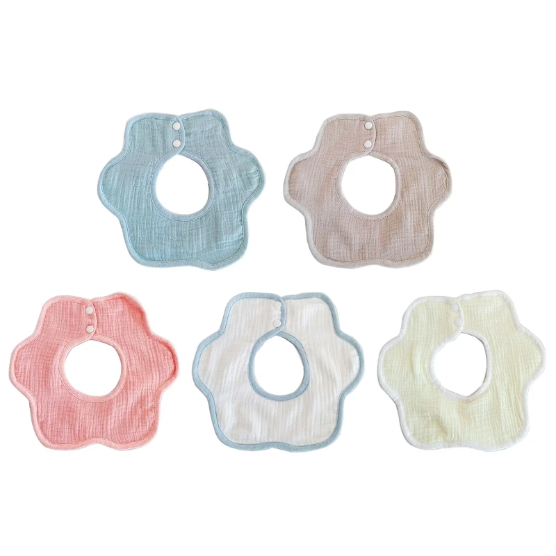 2024 New Baby Bib for Eating Newborn Drooling Bib Saliva Towel High Absorbent Burp Cloth Infant Unisex petal-shaped Neck Scarf