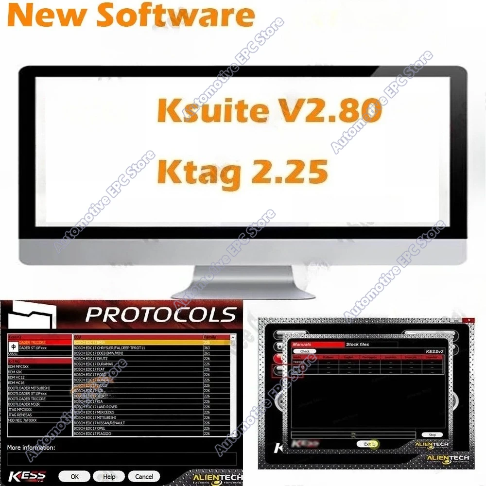 Ksuite 2.80 Ktag Software for vehicle repair, including cars, trucks, bicycles, tractors, boats, compatible with KESS V2 V5.017