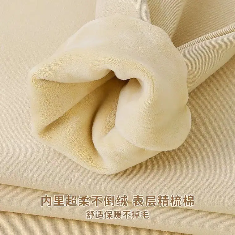 600G Pure Cotton Fleece-lined Thick Non-Inverted Velvet Heavy Solid Color round Neck Sweater Thermal Base Couple Sweater