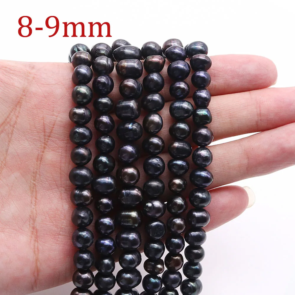 

8-9mm Nearround Black Pearl Natural Freshwater Pearls Loose Spacer Beads for Jewelry Making DIY Necklace Bracelet Accessories