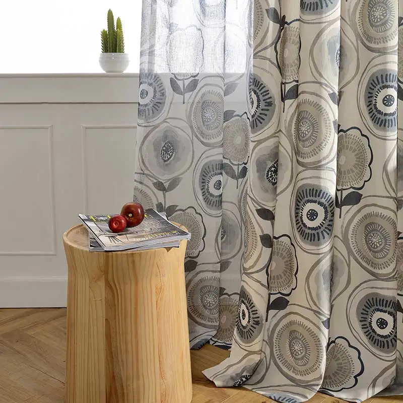 

Modern Printed Blackout Curtains for Bedroom, Floral Cotton, Thick Curtain, Window for Living Room, Kitchen Blind Drapes, Decor