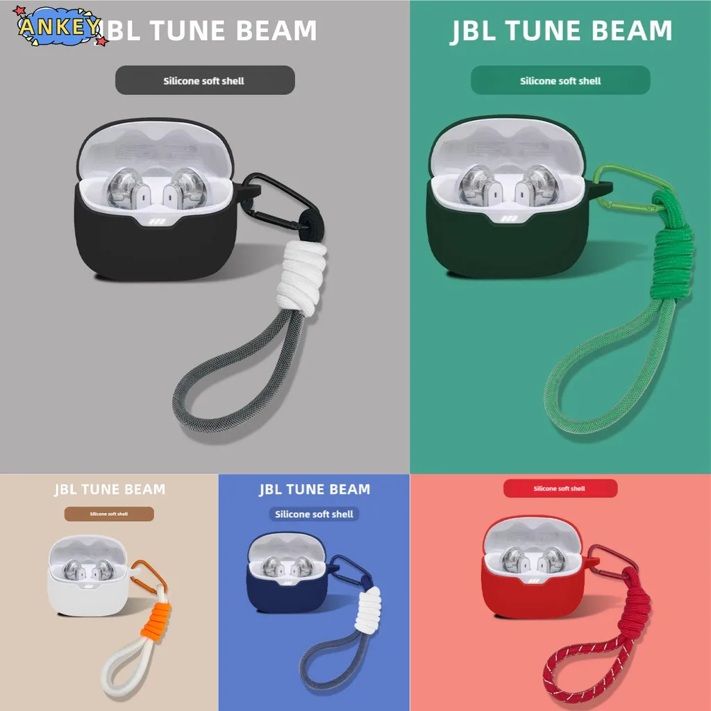 for JBL Tune Beam 2 , Tune Buds 2 , Tune Flex 2 Case Protective Nylon Lanyard Soft Cover Shells Sleeve Rope Strap Accessories