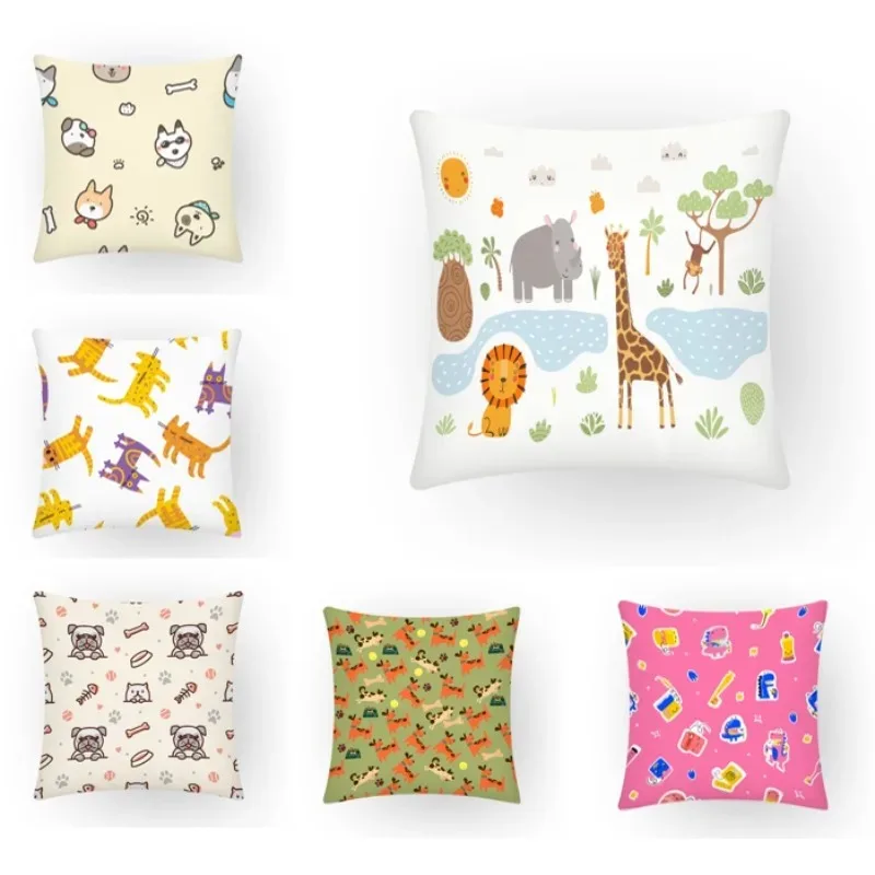 Office Sofa Car Cushion Cover Luxury Home Decoration Pillow Cover Cartoon Animal Giraffe Pattern