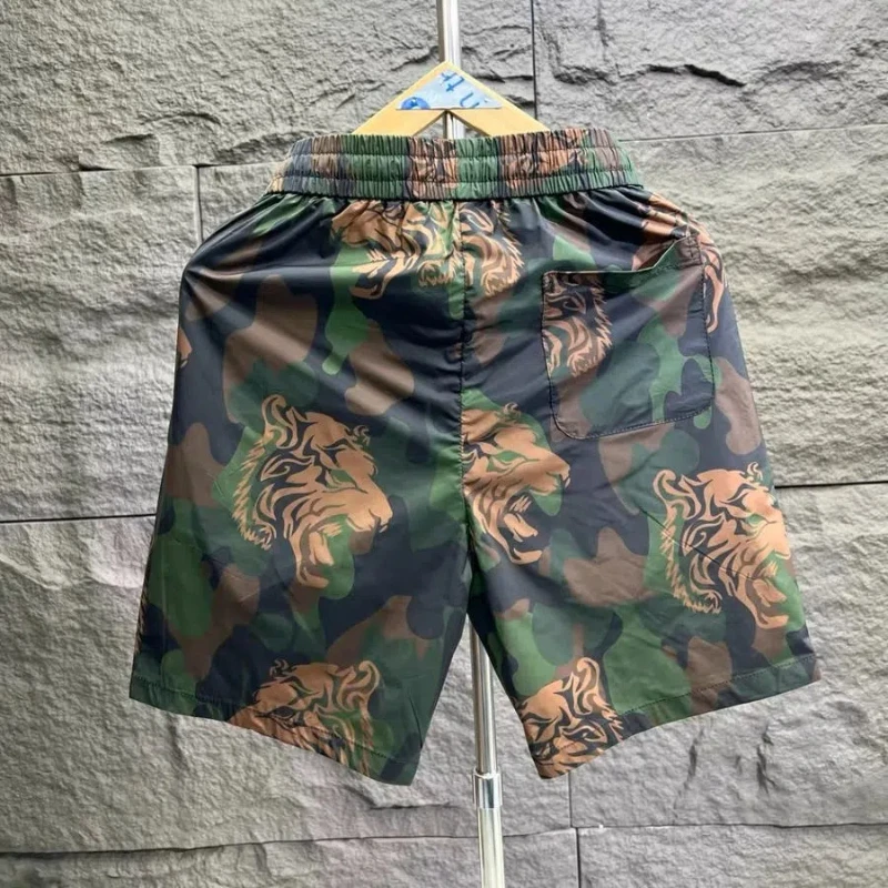 2024 Summer New Men Printing High Street Tiger Loose Casual Thin Style Fashion Motion Camouflage Affordable Large Size Shorts