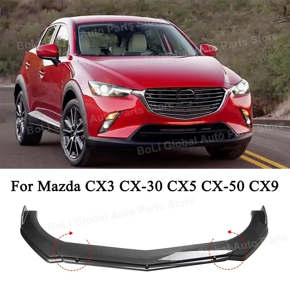 Para Mazda CX3 CX-30 CX5 CX-50 CX9: Kit de carrocería con alerón delantero, labio inferior, divisor, faldón y cubierta protectora.